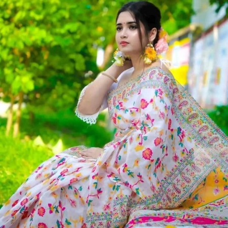 Halfsilk Screen Print Saree 4303