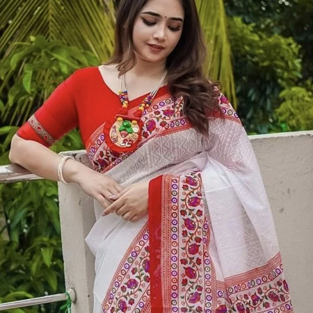 Halfsilk Sceenprint Saree Code 2406