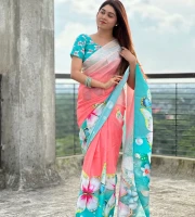 (code-317) ডিজিটাল প্রিন্টেড সফট সিল্ক শাড়ি